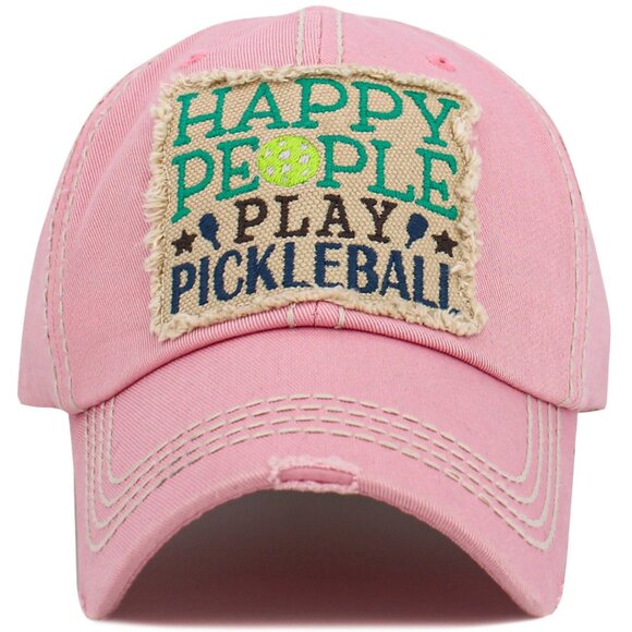 KBETHOS Pink "Happy People Play Pickleball" Baseball Cap Hat NWT - Picture 1 of 3